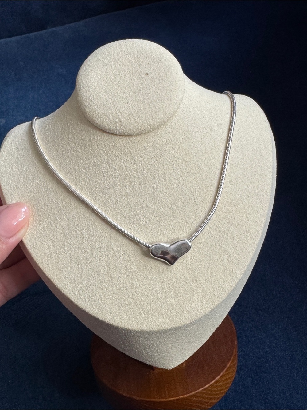 Vintage Signed USA 999 Fine Silver Heart Necklace.